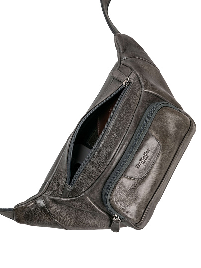 Сумка на пояс Dr. Koffer из натуральной кожи серая