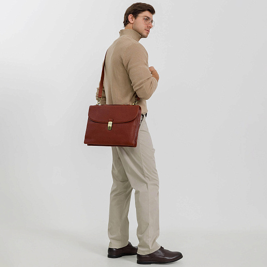 Портфель Dr.Koffer из натуральной кожи светло-коричневый