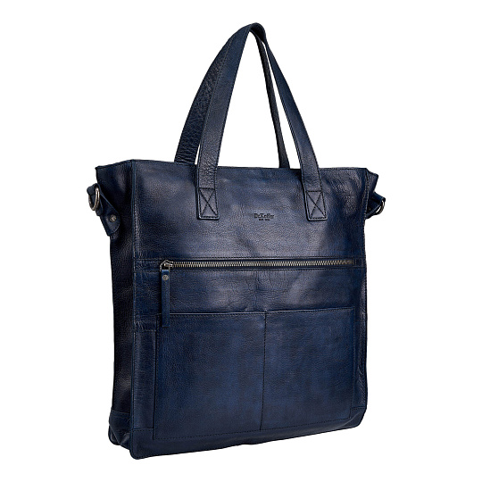 Деловая сумка Dr.Koffer из натуральной кожи синяя