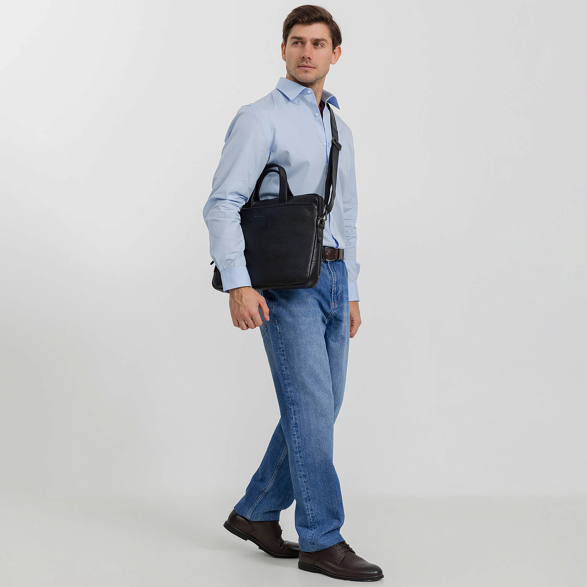 Деловая сумка Dr.Koffer из натуральной кожи черная