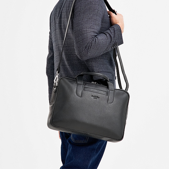 Деловая сумка Dr.Koffer из натуральной кожи черная