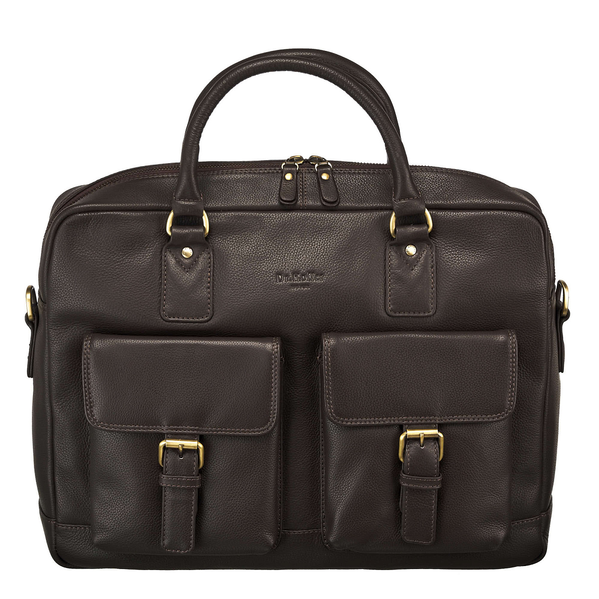 Деловая сумка Dr.Koffer из натуральной кожи темно-коричневая