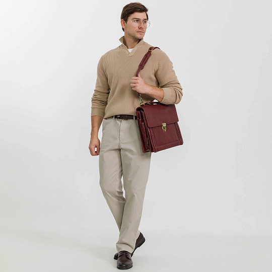 Портфель Dr.Koffer из натуральной кожи светло-коричневый