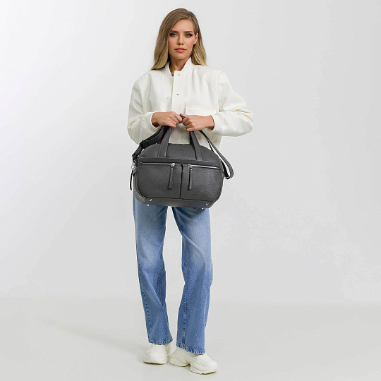 Сумка дорожная Dr.Koffer из натуральной кожи серая