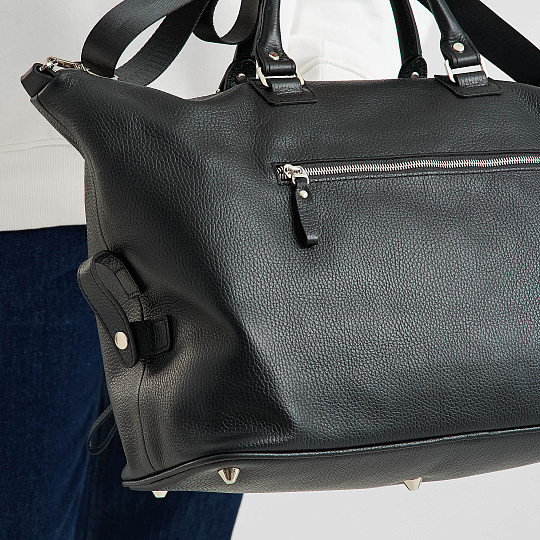 Сумка дорожная Dr.Koffer из натуральной кожи черная