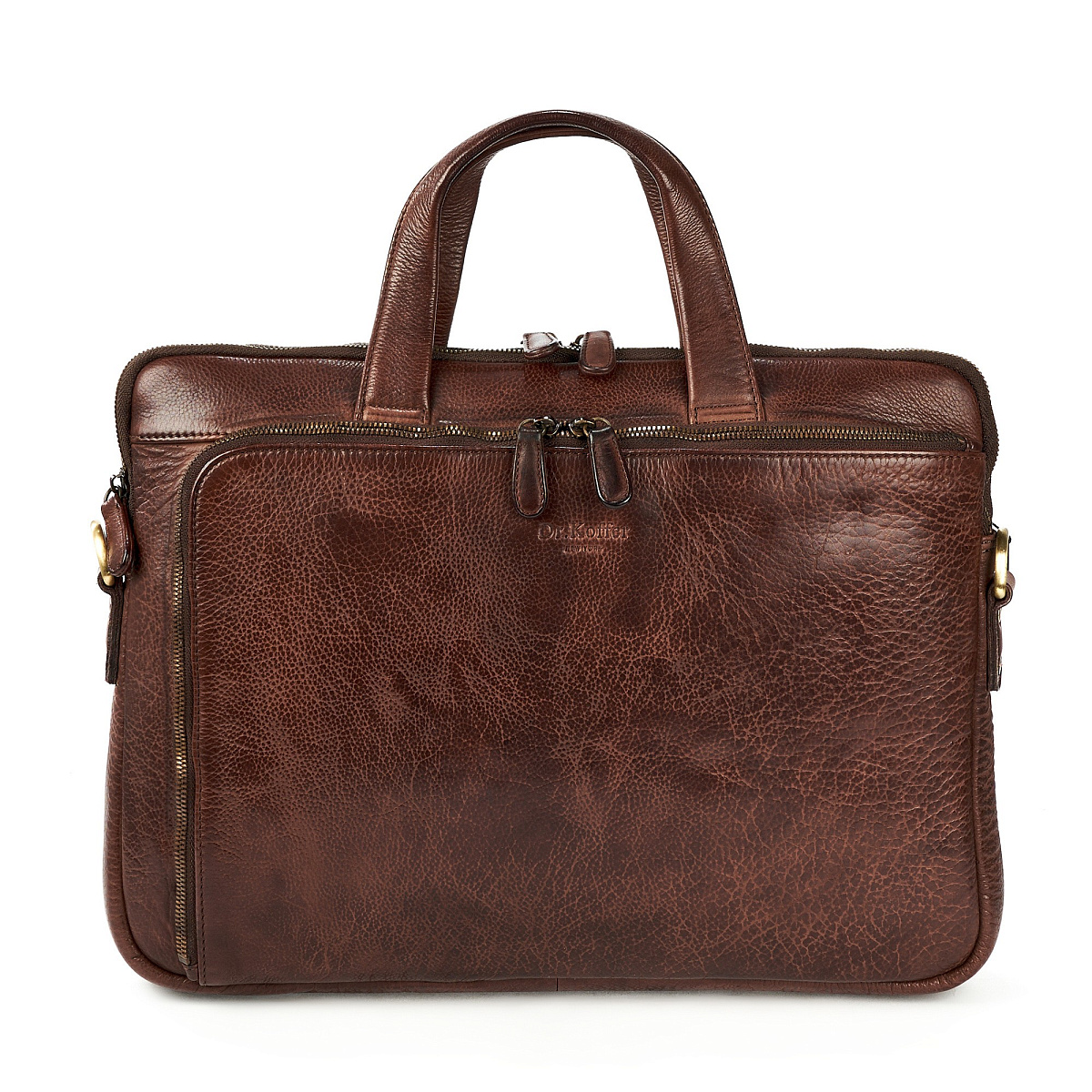 Деловая сумка Dr.Koffer из натуральной кожи темно-коричневая