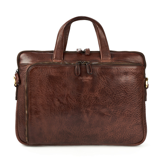 Деловая сумка Dr.Koffer из натуральной кожи темно-коричневая