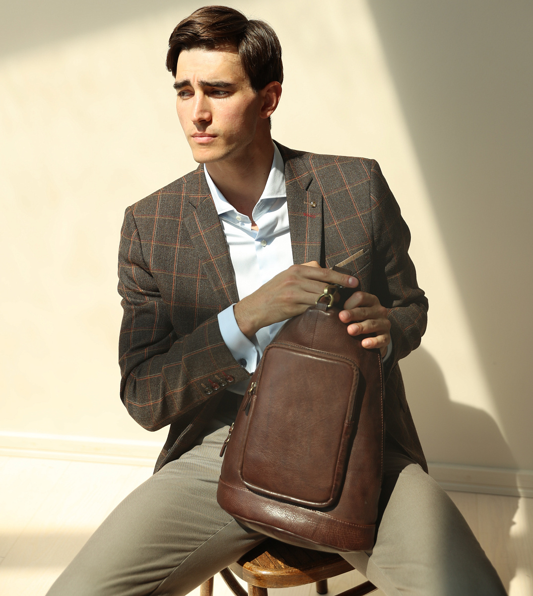 Рюкзак Dr.Koffer из натуральной кожи темно-коричневый