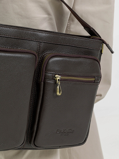 Деловая сумка Dr.Koffer из натуральной кожи темно-коричневая