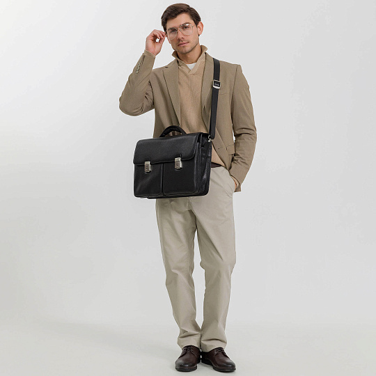 Портфель Dr.Koffer из натуральной кожи черный