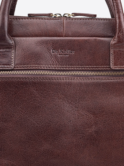 Деловая сумка Dr.Koffer из натуральной кожи темно-коричневая