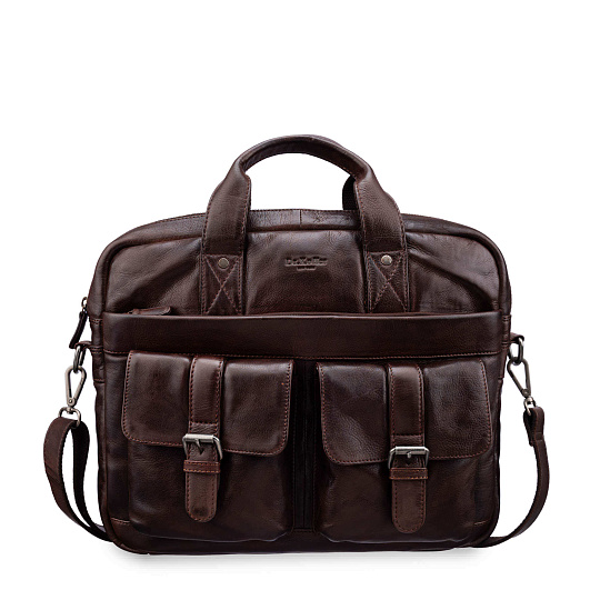 Деловая сумка Dr.Koffer из натуральной кожи темно-коричневая