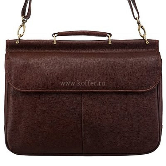 Вместительный двусторонний портфель на саквояжной планке (шоколадного цвета) Dr.Koffer B246360-02-09
