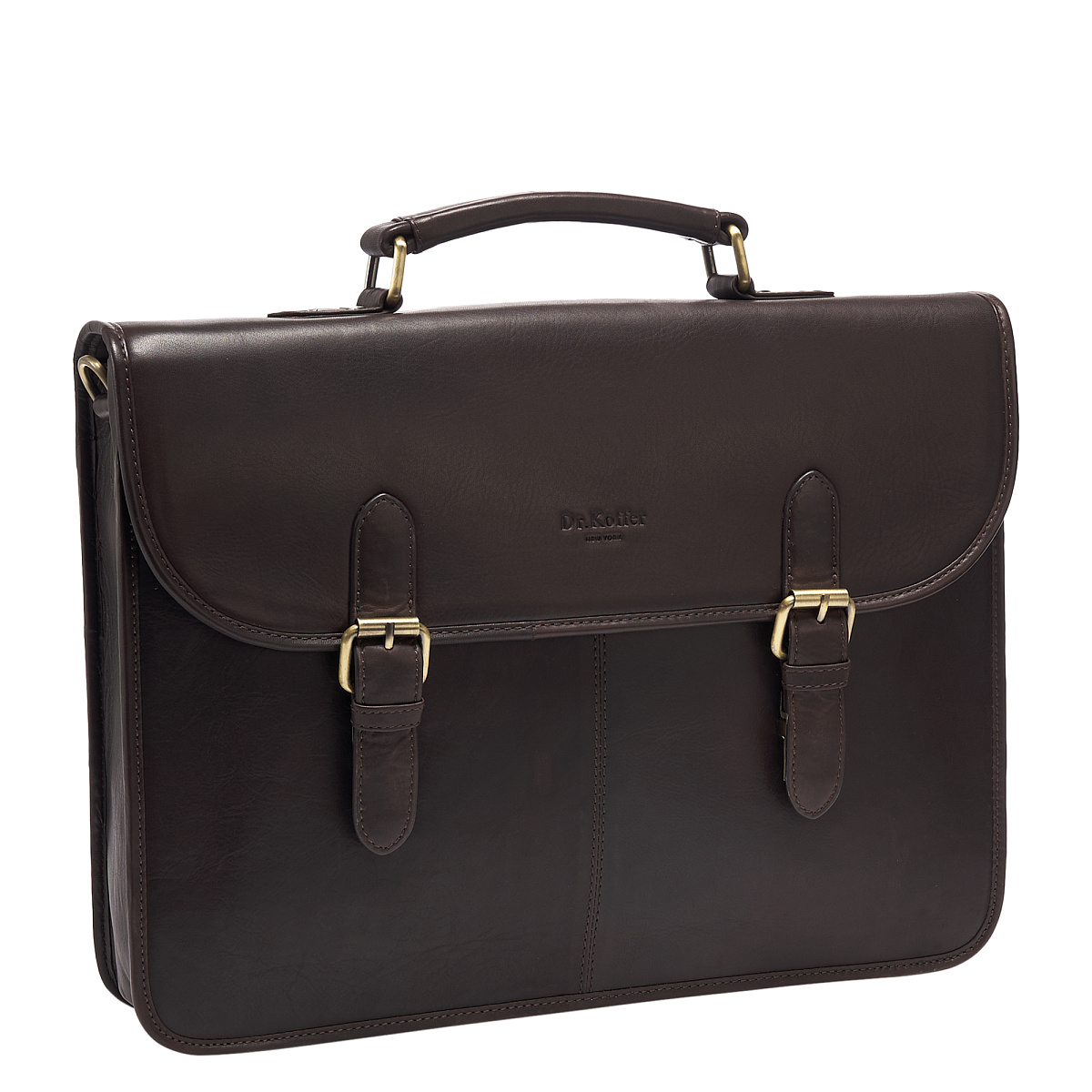 Портфель Dr.Koffer из натуральной кожи темно-коричневый