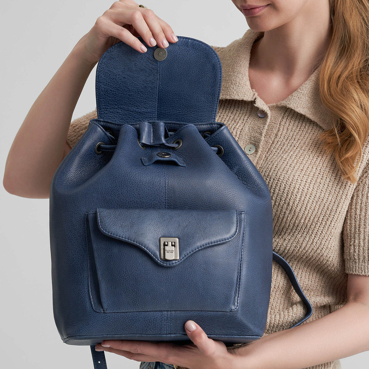 Рюкзак Dr.Koffer из натуральной кожи синий