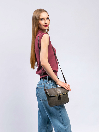 Женская сумка Dr. Koffer из натуральной кожи серая