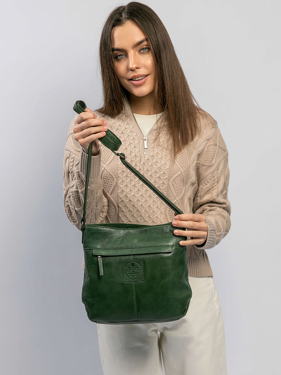 Сумка через плечо Dr.Koffer из натуральной кожи зеленая