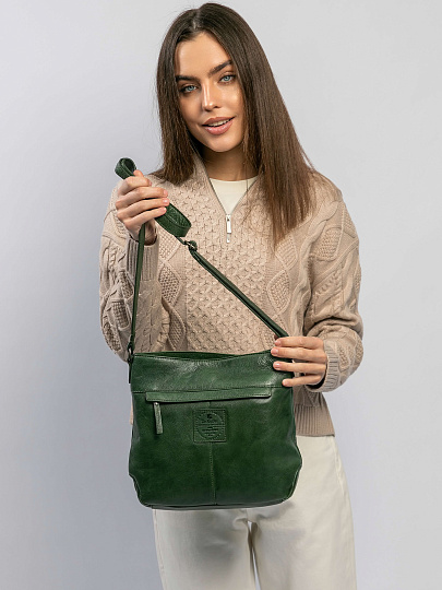 Сумка через плечо Dr.Koffer из натуральной кожи зеленая