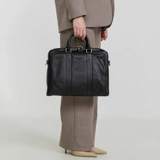 Деловая сумка Dr.Koffer из натуральной кожи черная