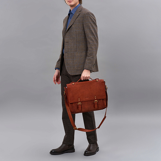 Портфель Dr.Koffer из натуральной кожи светло-коричневый