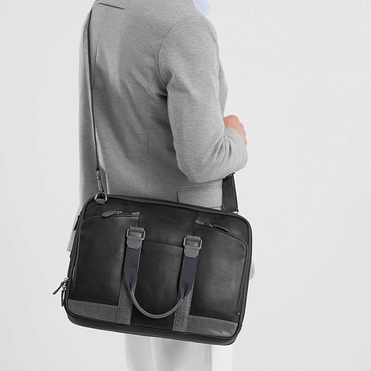 Деловая сумка Dr.Koffer из натуральной кожи черная