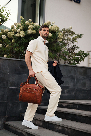 Деловая сумка Dr.Koffer из натуральной кожи коричневая