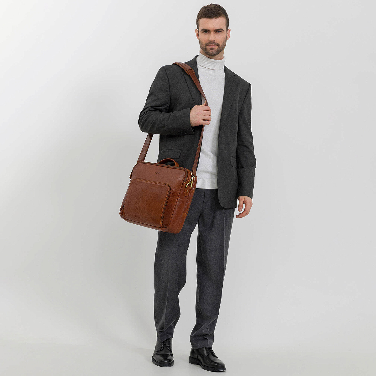 Деловая сумка Dr.Koffer из натуральной кожи коричневая