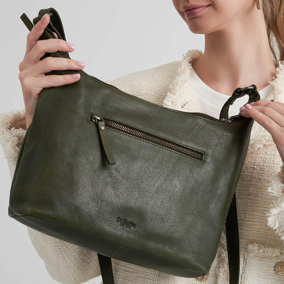 Женская сумка Dr.Koffer из натуральной кожи зеленая