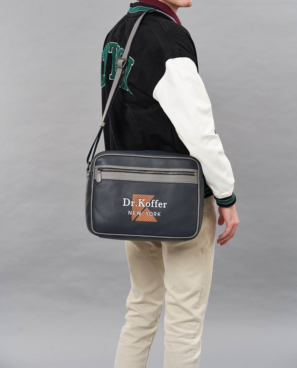 Сумка через плечо Dr.Koffer из натуральной кожи синяя