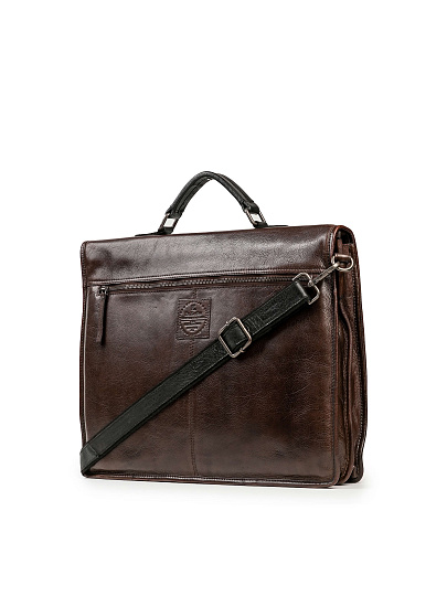 Портфель Dr.Koffer из натуральной кожи темно-коричневый