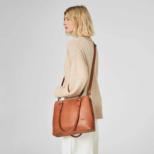 Женская сумка Dr.Koffer из натуральной кожи светло-коричневая