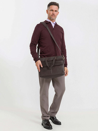 Деловая сумка Dr.Koffer из натуральной кожи темно-коричневая