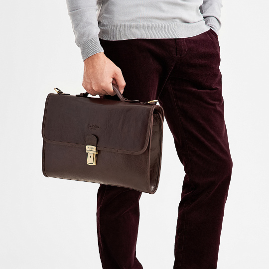 Портфель Dr.Koffer из натуральной кожи темно-коричневый