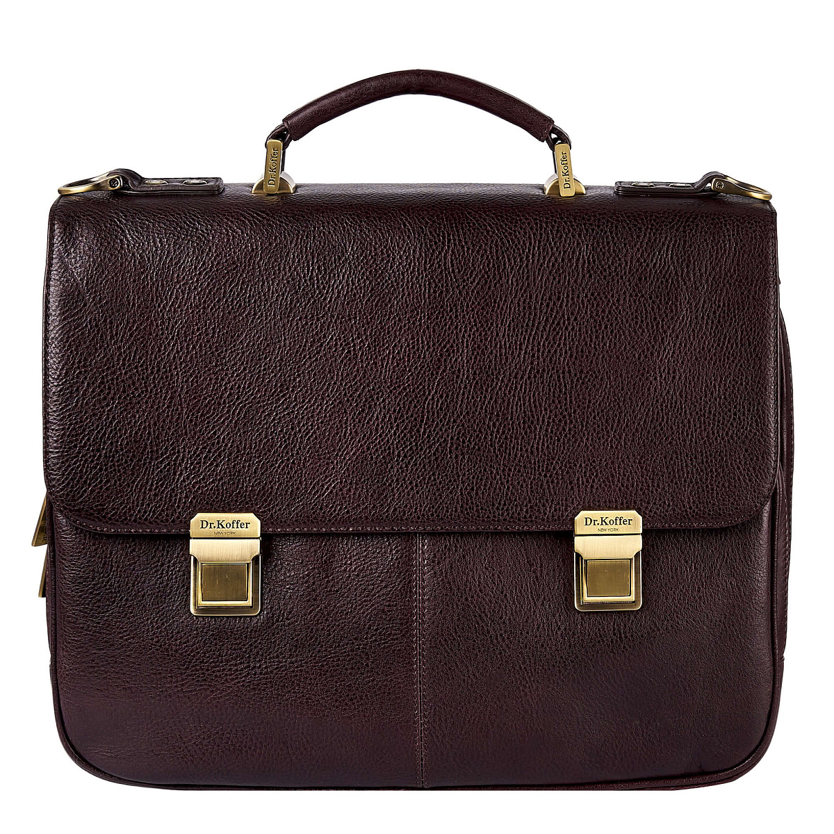 Портфель Dr.Koffer из натуральной кожи темно-коричневый