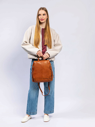 Сумка-рюкзак Dr. Koffer из натуральной кожи коричневая