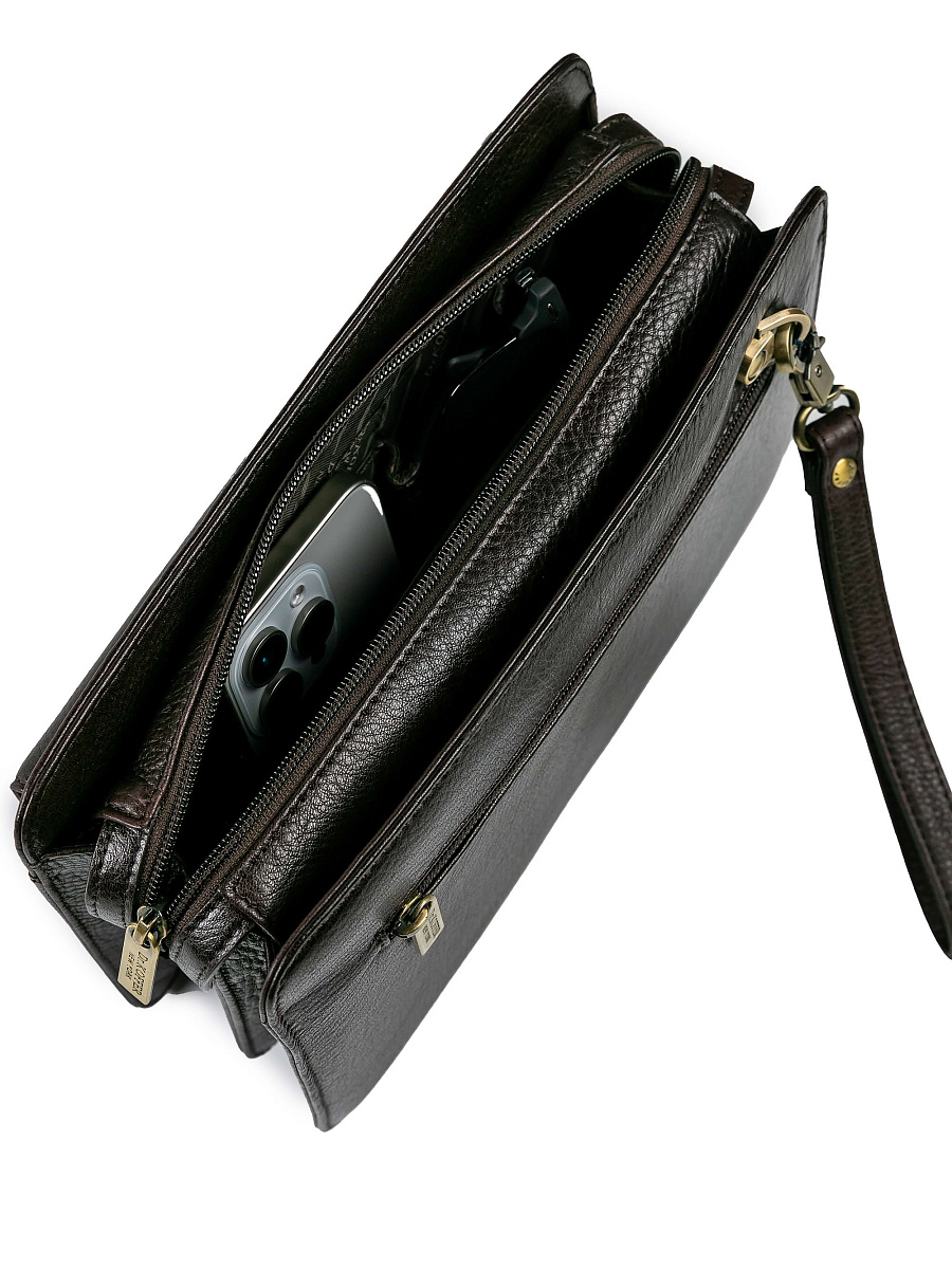 Сумка барсетка из натуральной кожи Dr. Koffer коричневая