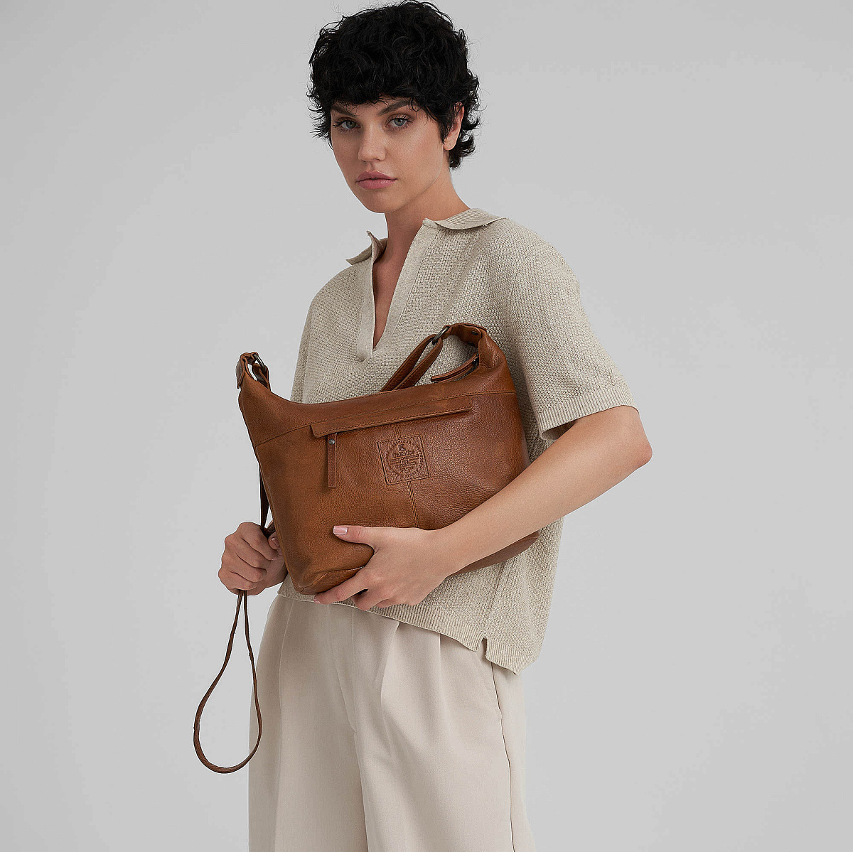 Женская сумка Dr.Koffer из натуральной кожи светло-коричневая