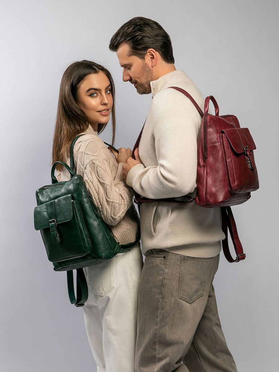 Рюкзак Dr.Koffer из натуральной кожи зеленый