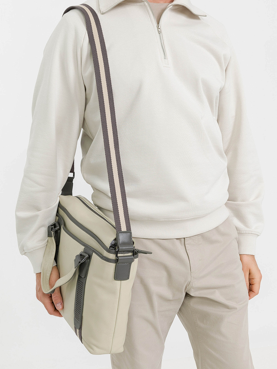 Деловая сумка Dr.Koffer из натуральной кожи бежевая