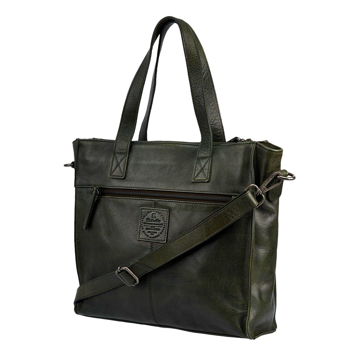 Деловая сумка Dr.Koffer из натуральной кожи зеленая