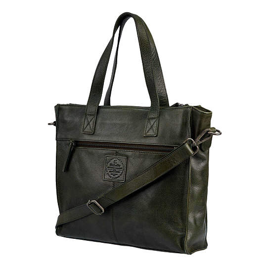 Деловая сумка Dr.Koffer из натуральной кожи зеленая