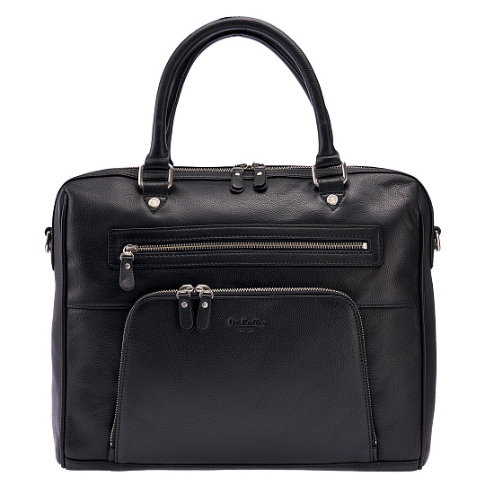 Деловая сумка Dr.Koffer из натуральной кожи черная