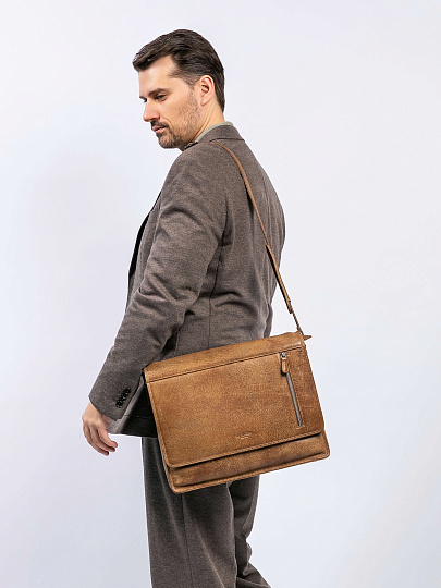Сумка через плечо Dr. Koffer из натуральной кожи коричневая