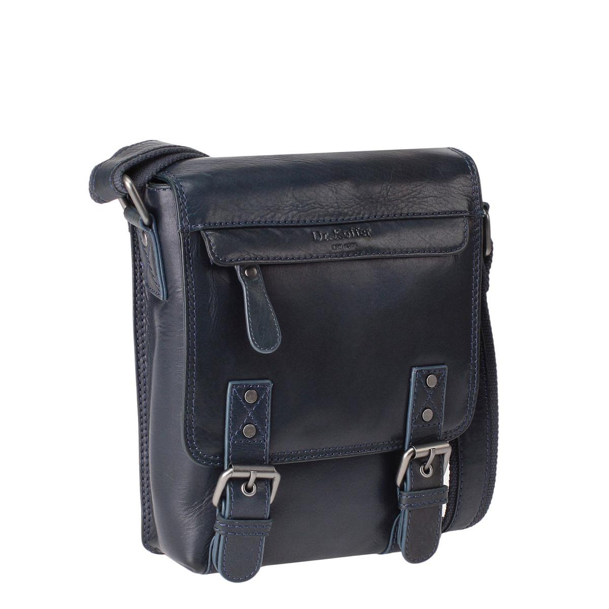 Сумка через плечо Dr.Koffer из натуральной кожи синяя