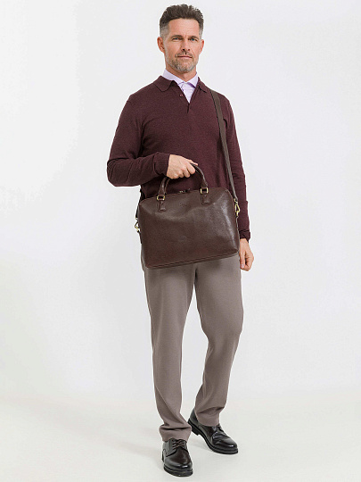 Деловая сумка Dr.Koffer из натуральной кожи темно-коричневая