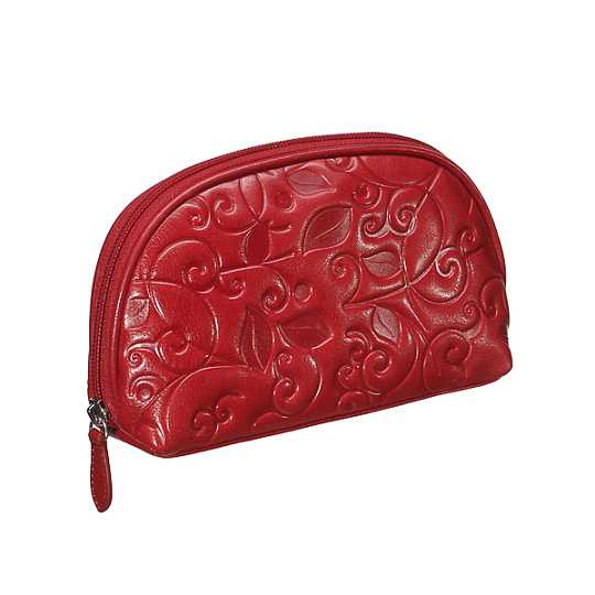 округлая красного цвета косметичка из тисненой кожи Dr.Koffer X510220-119-03
