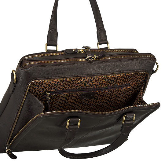 Деловая сумка Dr.Koffer из натуральной кожи темно-коричневая