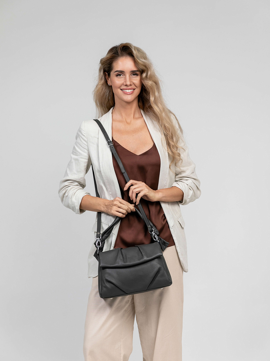 Женская сумка Dr.Koffer из натуральной кожи серая