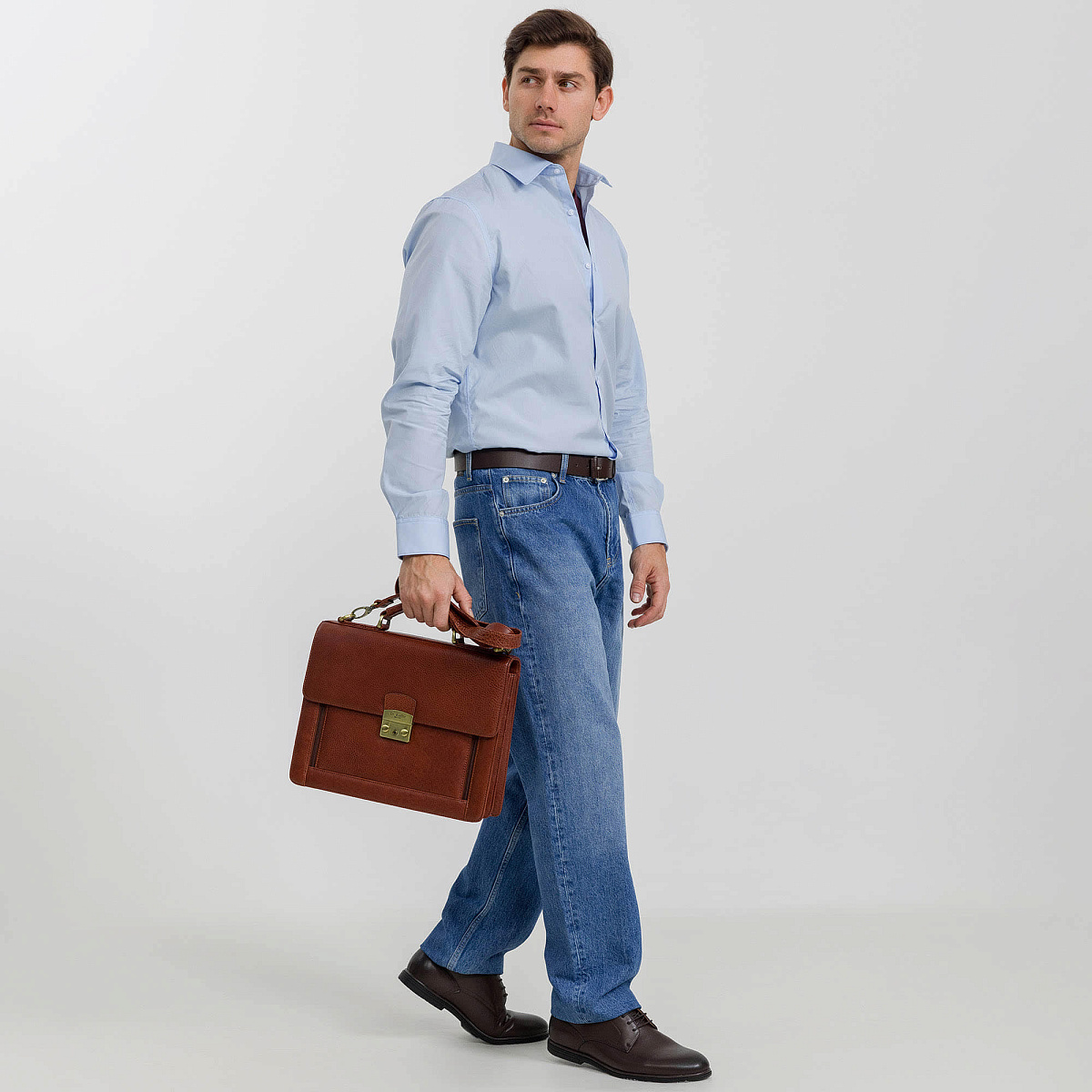 Портфель Dr.Koffer из натуральной кожи светло-коричневый