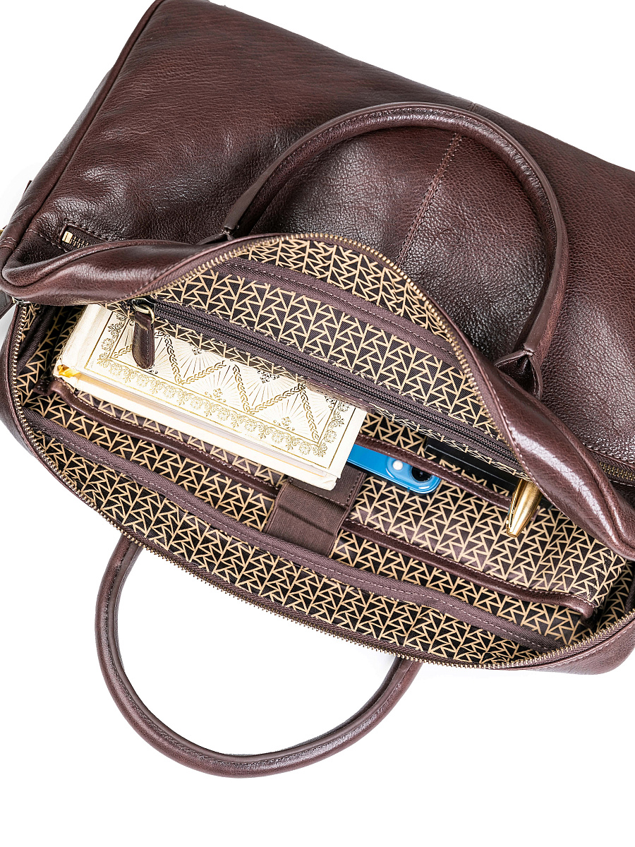 Деловая сумка Dr.Koffer из натуральной кожи темно-коричневая